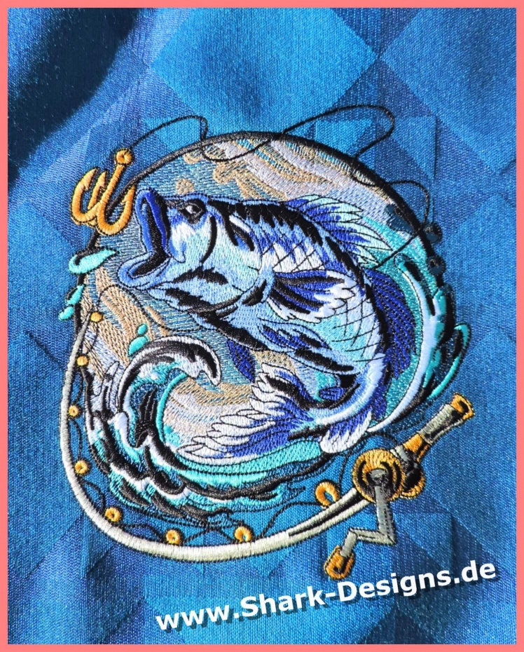 Fish Embroidered File Embroidery file fishing in 9 exciting sizes