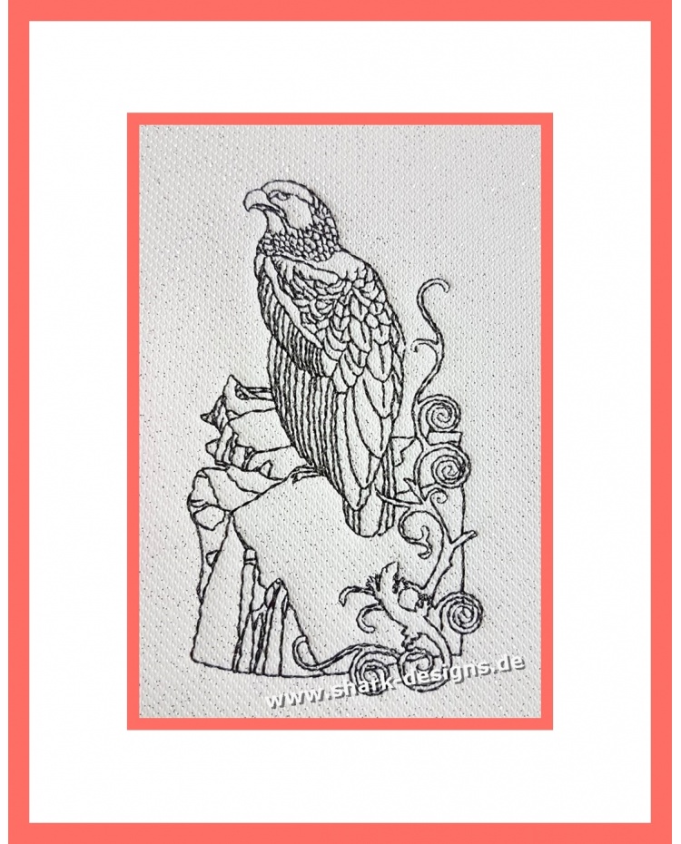 Embroidery file hawk in 8 sizes, hunter, bird, zentangle, doodle,