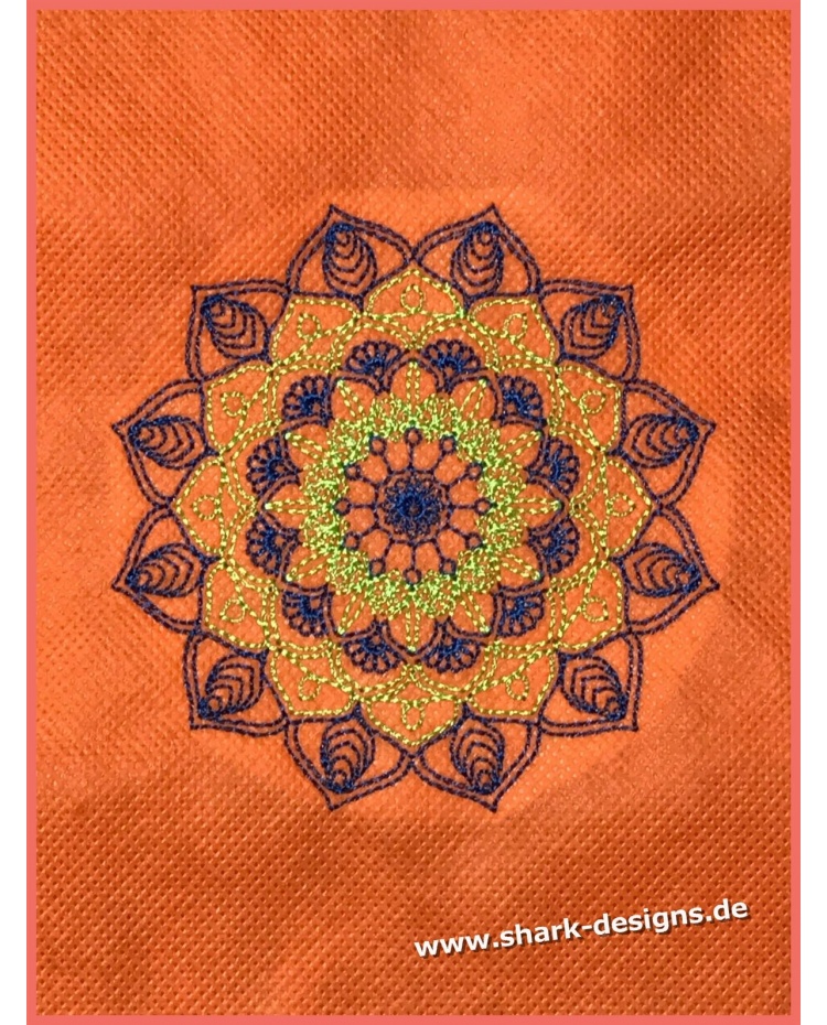 Embroidery Design ZenColorMandala in 4 Sizes, Mehndi, Henna, zen