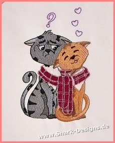 Embroidery file cat love in...