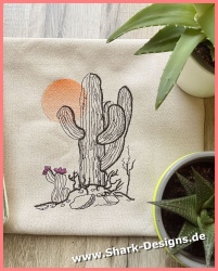 Embroidery file cactus moon