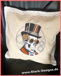 Steampunk skull embroidery...