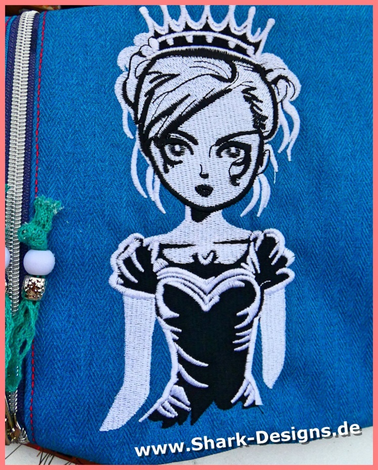 Gothic Girl embroidery file in 8 simple sizes